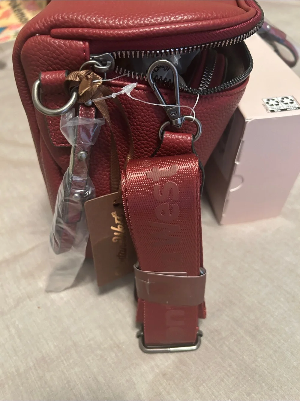 Mountain West Wine Red Pebbled Crossbody with Coin Pouch